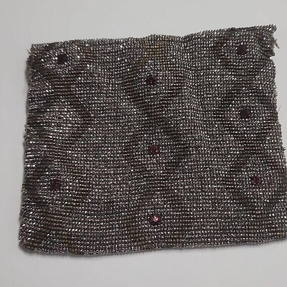 Vintage Coin Purse Beaded Seed Beads Small Red Rhinestones - Picture 8 of 12